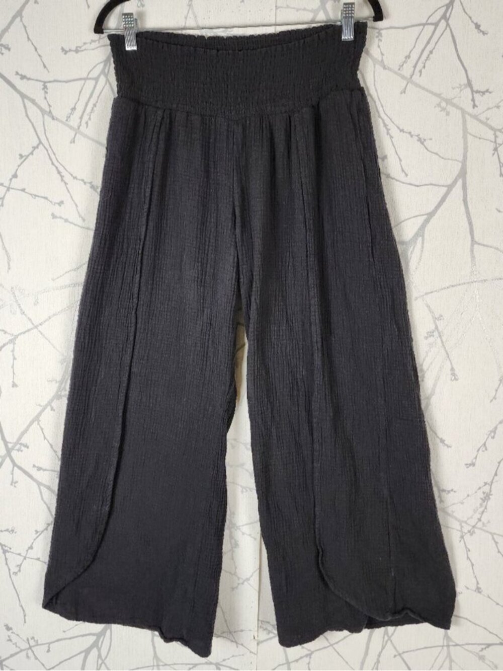 No Boundaries Cotton Gauze Smocked High Waist Tulip Wide Leg Pants